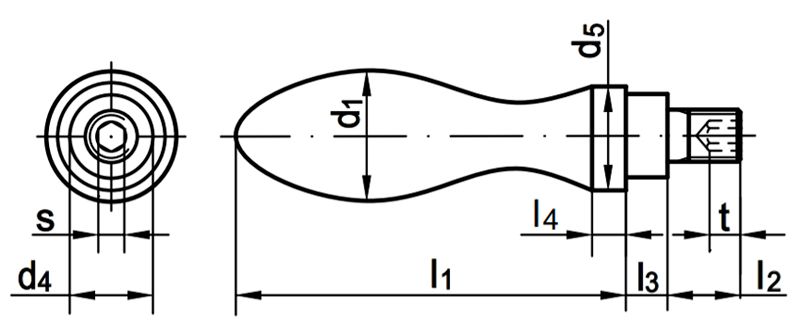 Фасонная ручка с болтом DIN 98 - фото